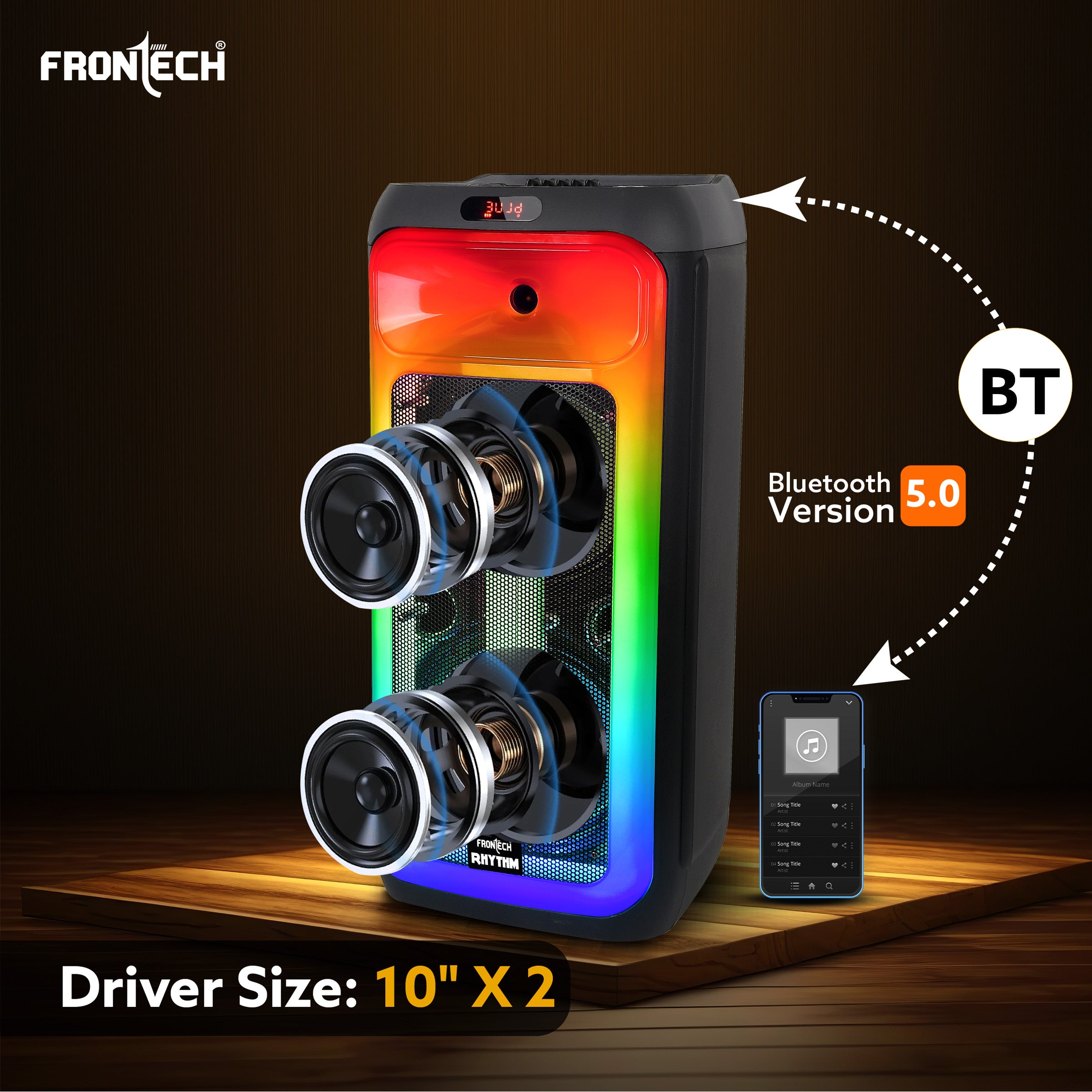 Frontech Rhythm Wireless 120W Bluetooth 5.0 Trolley Speaker (SW-0220) Frontech Rhythm Wireless 120W Bluetooth 5.0 Trolley Speaker (SW-0220)